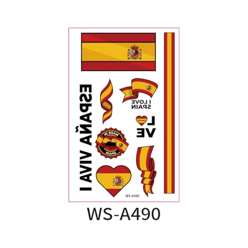 Spain Temporary Tattoos - Spanish Flag Face Stickers Style-2