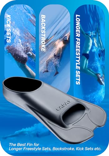 CAPAS XL Swim Training Fins for Men & Women Navy Short Blade Pool Lap