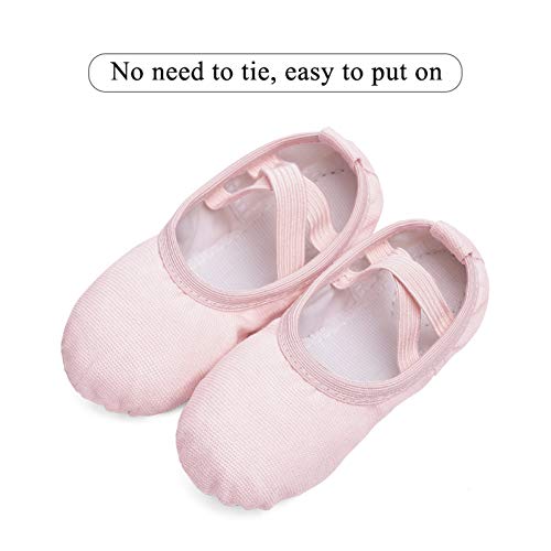 No-Tie Canvas Ballet Shoes for Toddler Girls - Ballet Pink
