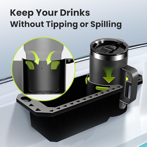 Gocozer Black Boat Cup Holder with Rubber Tab | Universal Marine Storage Organizer - 1 Piece