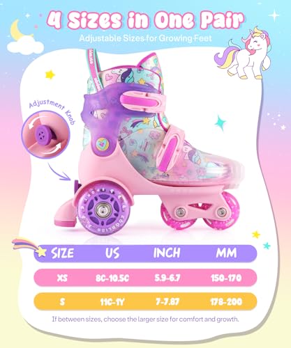 Kids Roller Skates for Boys & Girls, Adjustable Toddler | Tri-Wheel
