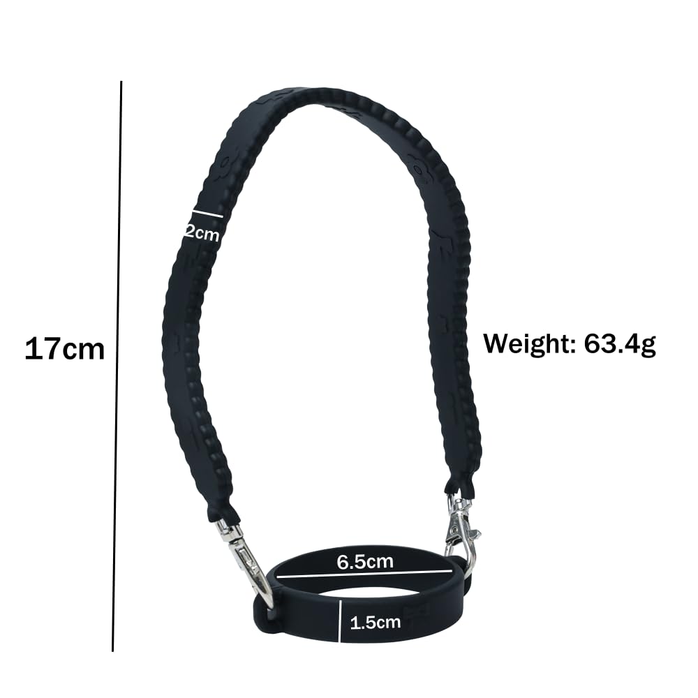 AXMCCH Silicone Water Bottle Carrier Strap with Handle for Stanley Tumbler, Adjustable Shoulder Sling Fits Most 8-40oz Bottles, Universal Bottle Holder for Owala Tumbler (Black)