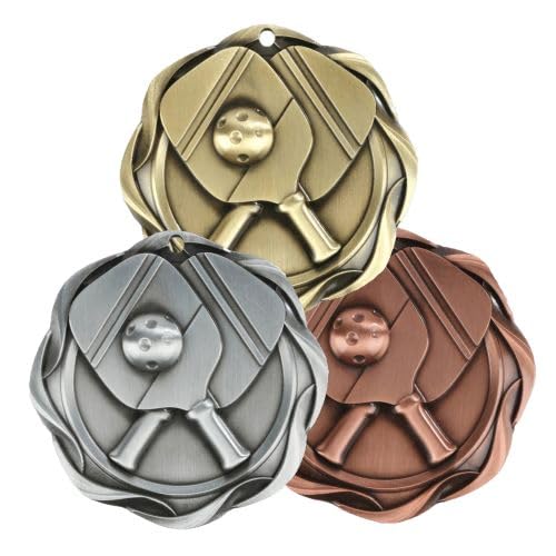 Bronze Pickleball Fusion Medal with Stars & Stripes Ribbon - 3 Inch