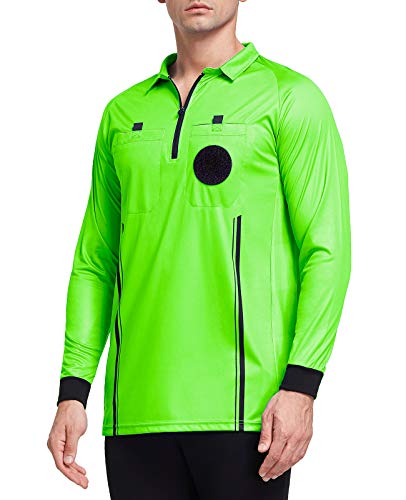 FitsT4 Sports Pro Soccer Referee Jersey Long Sleeve Shirt Medium Green