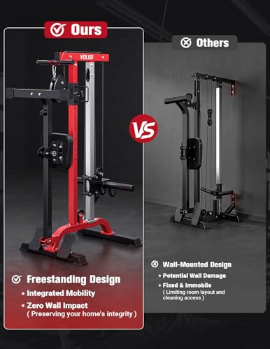 Adjustable Rowing Cable Machine & LAT Pulldown Station - Black-Red