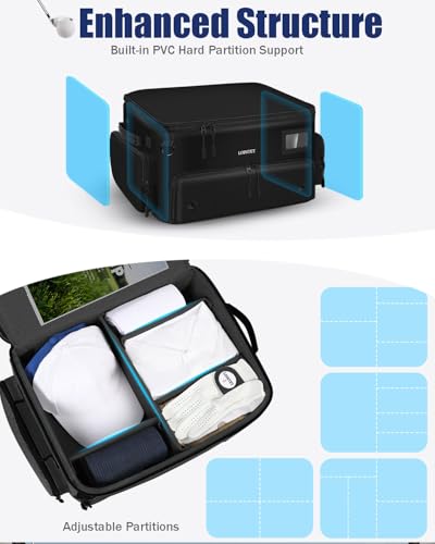 LOINTET Waterproof Golf Trunk Organizer with Ventilated Shoe Compartments - Black