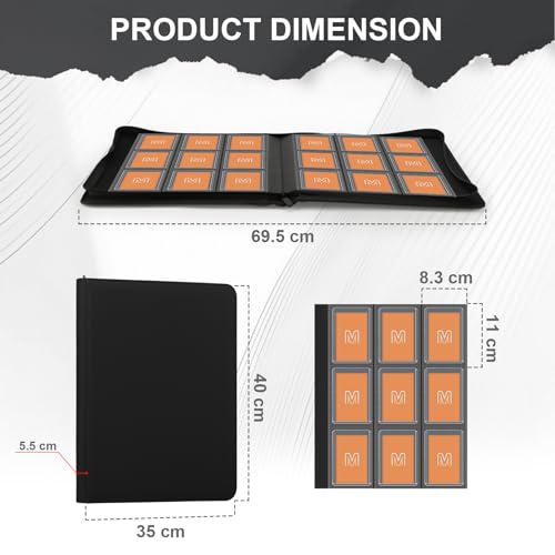 9-Pocket Trading Card Binder - Holds 288 Cards with Sleeves