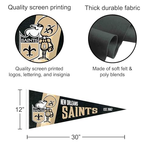 New Orleans Saints Vintage Pennant Flag - 12x30 in Felt
