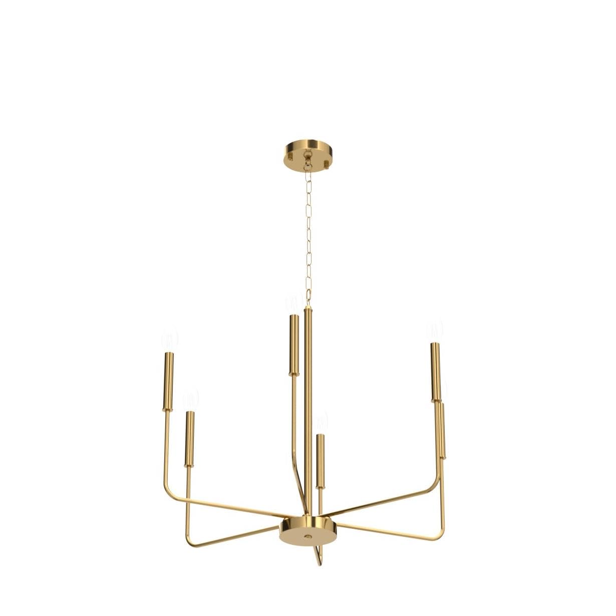 ALISADABOY Spray Gold Chandeliers for Dining Room 26.2'' Modern Farmhouse Candle Chandelier 6-Light Rustic Pendant Lighting Fixture Industrial Ceiling Light for Living Room Foyer Entryway Kitchen