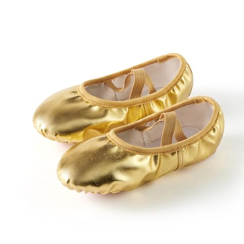 Missfiona Girls Ballet Shoes PU Leather Dance Slippers for Girls