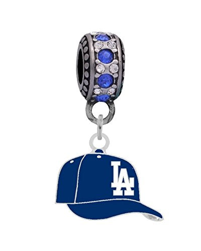 Los Angeles Dodgers Charm for Pandora Style Bracelets - Blue Crystals