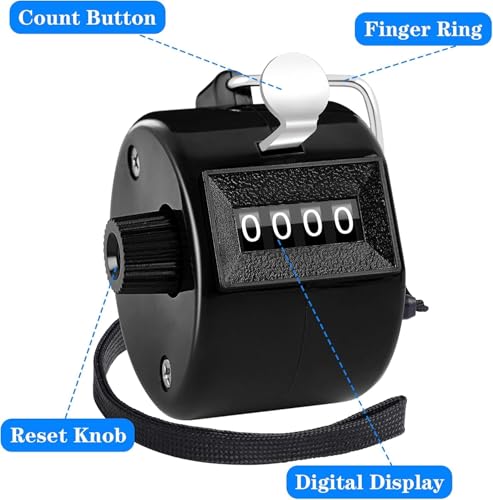 Tally Counter Clicker - 4 Digit Handheld Counter - Black - 2 Pack