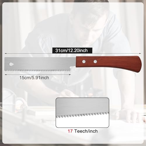 Mini Hand Saw, 6 Inch Flush Cut Saw 17 TPI Trim Saw for Woodworking Tools Small Projects