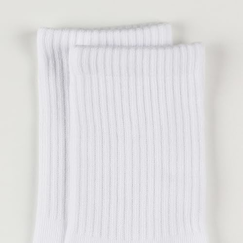 Unisex Kids Soft Combed Cotton Athletic Socks - X-Large All White
