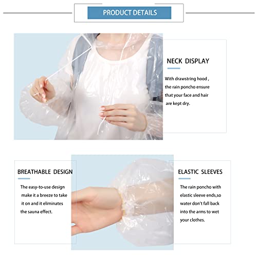 Disposable Rain Ponchos for Kids & Adults 4 Pack - Extra Thick, One Size