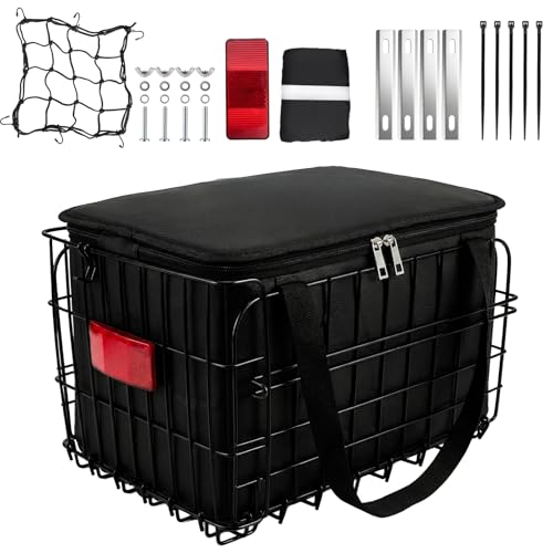 Foldable Rear Bicycle Basket with Waterproof Cover & Shockproof Lined Bag