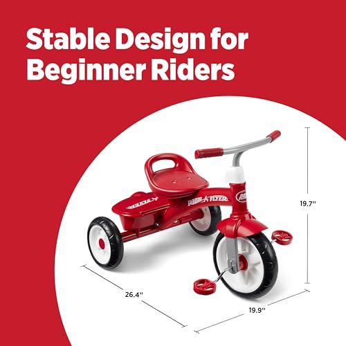 Toddler Tricycle Red Rider Trike - Ages 2.5-5, Quiet Ride Wheels