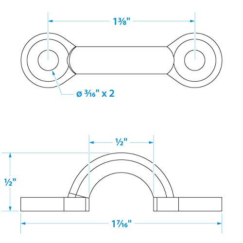 Multi-Purpose Forged Stainless Steel Eye Straps - Set of 4, One Size