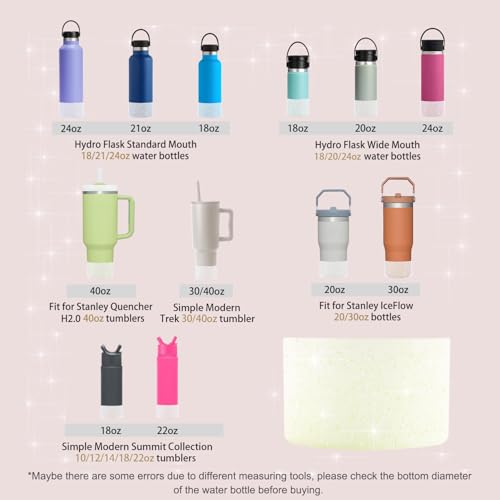 Glitter Silicone Protective Boot Sleeve for Water Bottles - Light Yellow