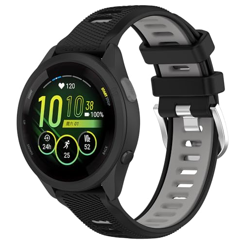 Garmin Venu 3S Replacement Bands - 18mm Black Gray Silicone Strap