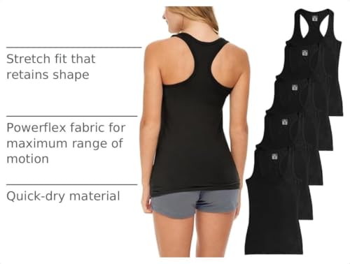 Large 5-Pack Black Women's Racerback Tank Tops - Comfortable & Versatile