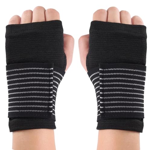 Compression Wrist Support Sleeves with Straps - Black