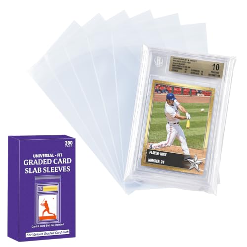 300ct Comnge Universal Graded Card Slab Sleeves - Clear Protective Bags for PSA, BGS, SGC, CGC