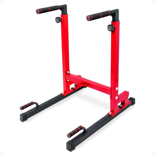 Adjustable Height Dip Station - 500 lb Capacity - Red