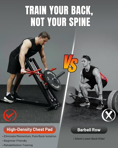 Plate-Loaded Back Row Machine for Home Gym - Adjustable Chest Pad