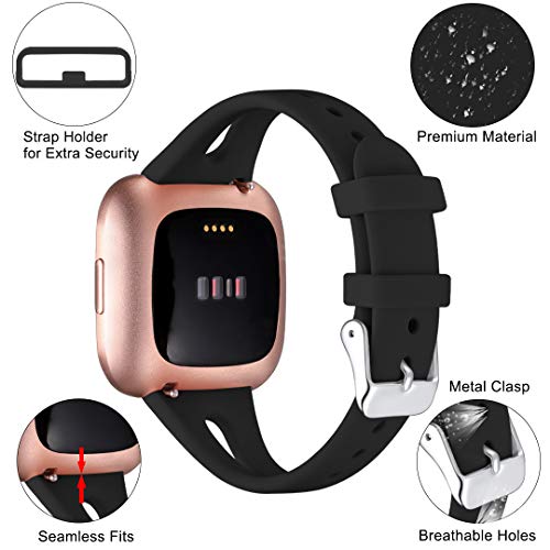 Fitbit Versa 2 Bands - Small (5.5"-7.2") - Black Silicone
