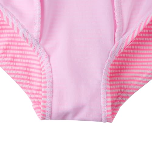 Girls' Bright Pink 6-7 Years Scalloped One-Piece Swimsuit with Ruffles - Kids Swimwear