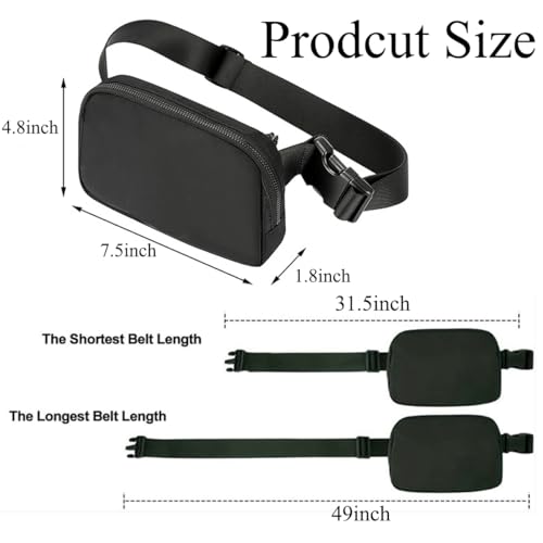 Mini Belt Bag Black Fanny Pack - Adjustable Crossbody Waist Pack