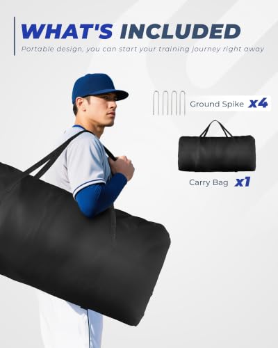 7x7ft Baseball L Screen with Wheels - Pitcher Protector Net