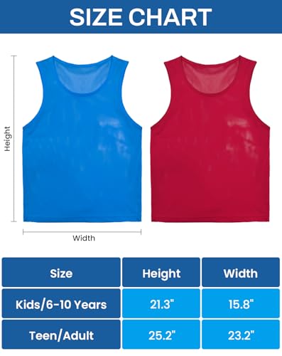 Reversible Youth Sports Practice Vests - 12 Pack Lightweight Mesh