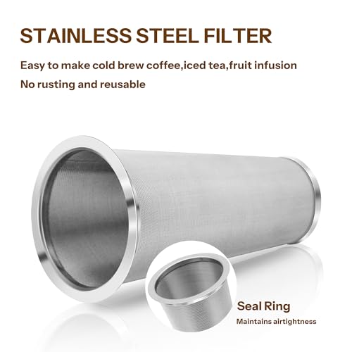 YMMIND 1 Quart Stainless Steel Cold Brew Coffee Filter for Wide Mouth Mason Jars