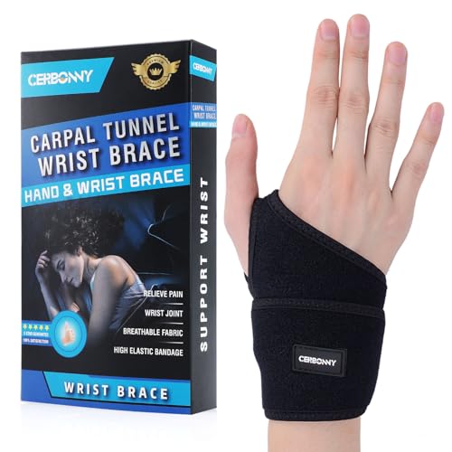 CERBONNY Carpal Tunnel Wrist Brace,1Pack Wrist Support Brace Adjustable Wrist Strap Reversible Wrist Brace for Sports Protecting/Tendonitis Pain Relief/Carpal Tunnel/Arthritis-right