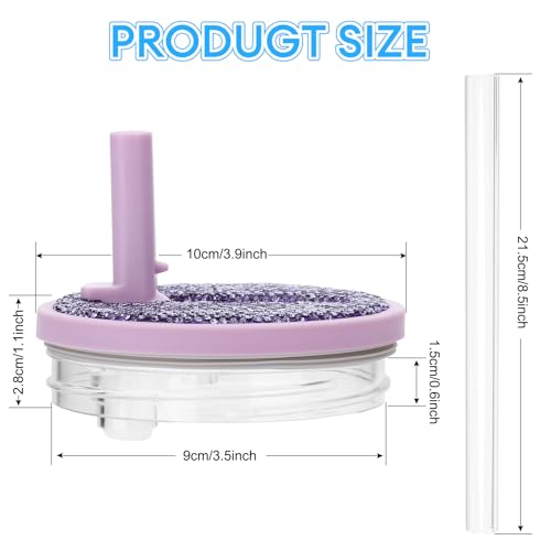 SAVORI 40oz Lilac-Purple Rhinestone Flip Straw Lid for Stanley Quencher H2.0 Tumbler Replacement Leak-Proof Non-Spill
