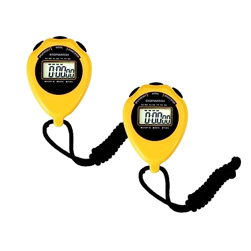 Large Display Digital Stopwatch Timer - 2 Pack Yellow