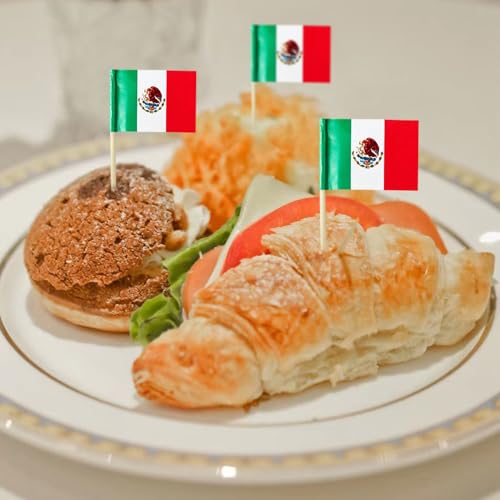 Mexico Toothpick Flags - 100 Pack Mini Cocktail Picks