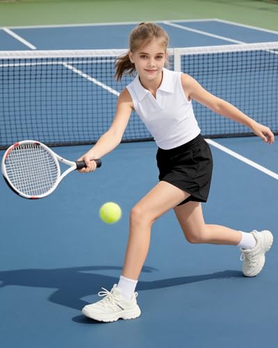 High Waisted Girls Running Shorts - Black, 11-12 Years