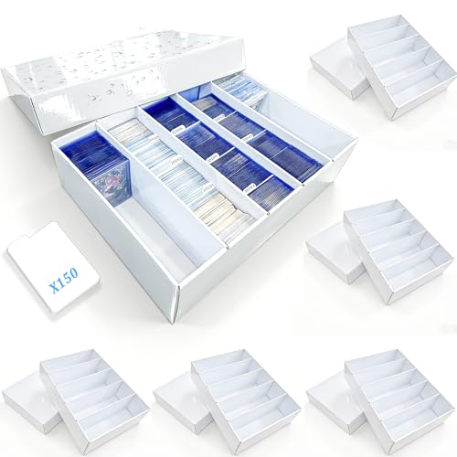 Odjas 5 Row Trading Card Storage Box - 6 Pack for 5000+ TCG & Sports Cards, Includes Dividers