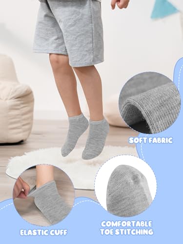 Kids' Half Cushion Low Cut Athletic Ankle Socks - 15 Pack, 4-6 Years, Black, White, Dark Gray, Navy Blue