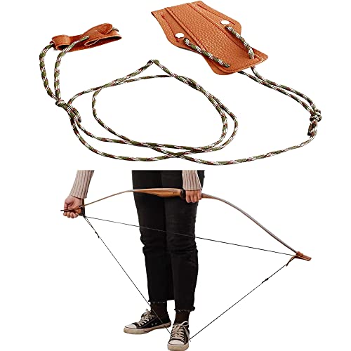 Recurve Bow Stringer Tool - Durable Nylon & Leather - Brown