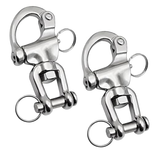 Laorde 2-3/4 Inch 316 Stainless Steel Swivel Eye Snap Shackle, Quick Release Marine Rigging (2 Pack)
