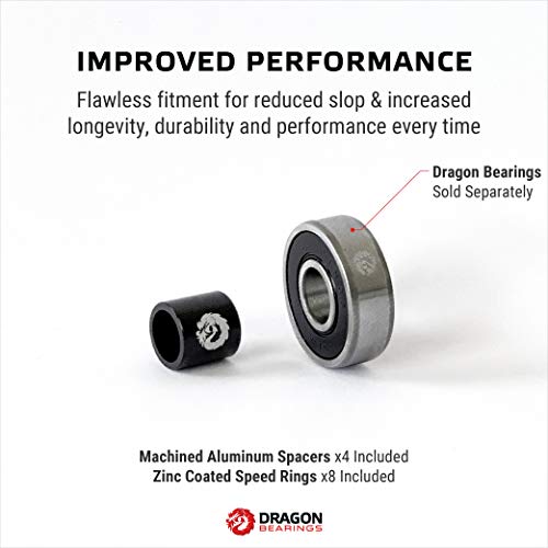 Precision Skateboard Bearing Spacers and Speed Rings Set - Black