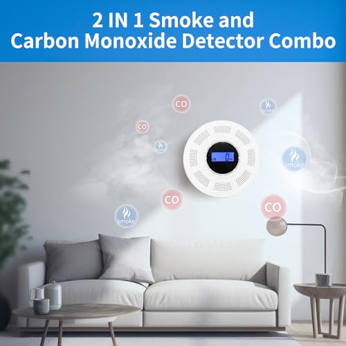 Smoke and Carbon Monoxide Detector Combo Powered by Battery, 2 in 1 CO & Smoke Alarm with LED Warning Light Indicators for Home, Travel, RV, Garage