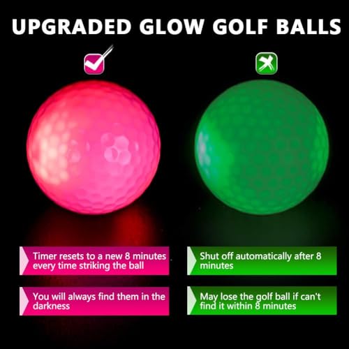 Glow in The Dark Golf Balls - LED Night Golf Balls 6 Pack - Upgraded