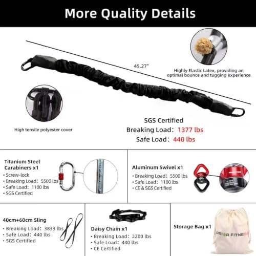 Bungee Fitness Set - Heavy-Duty Yoga Dance Cord for 242-264 lbs