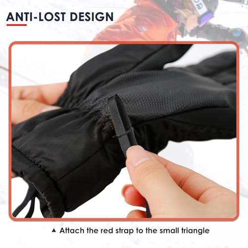 Anti-Lost Ski Glove Safety Strap - Men's Size 8-11 - Black