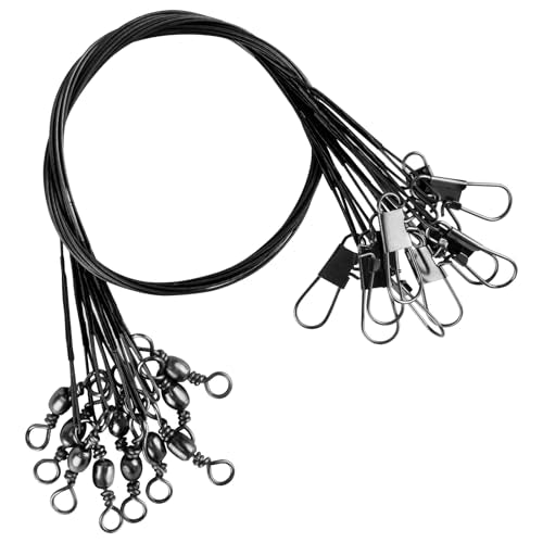 Fishing Leaders 50-Pack - 30LB Stainless Steel Wire, 8in Black